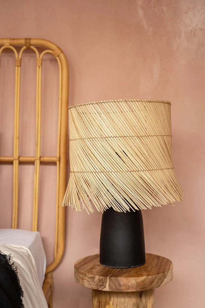 De Rattan Tafellamp - Zwart Naturel