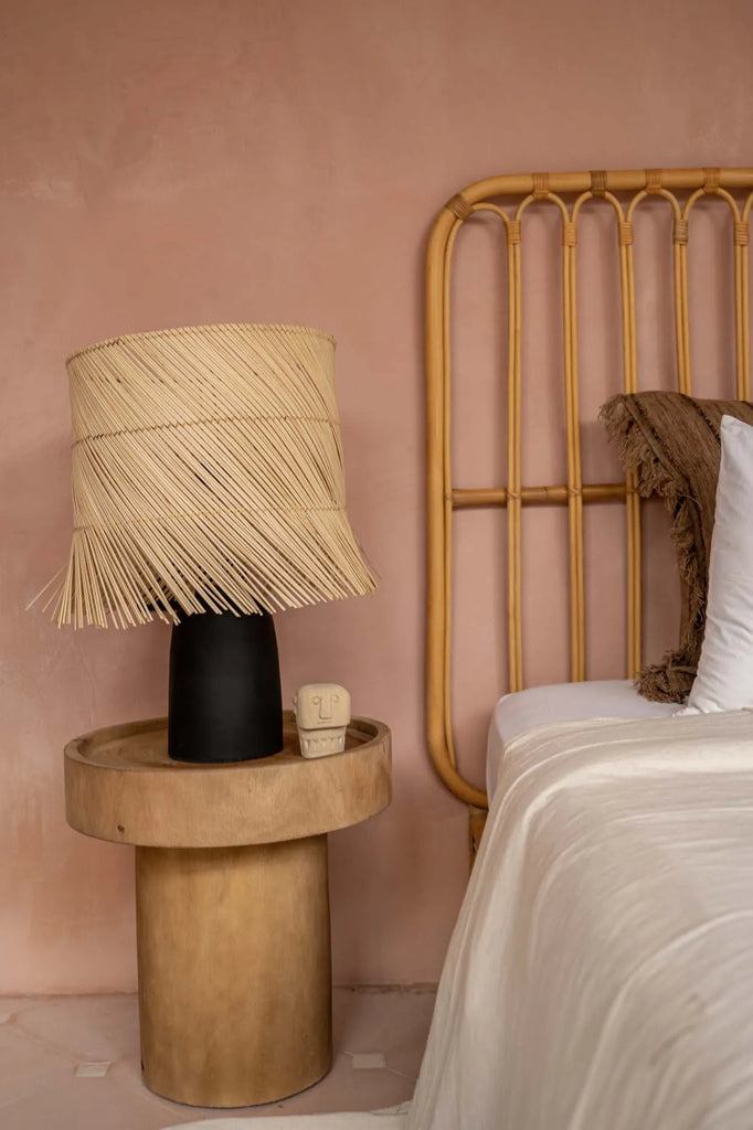 De Rattan Tafellamp - Zwart Naturel