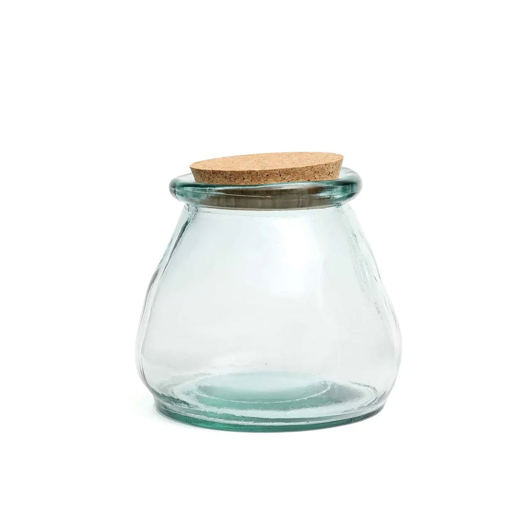 De Belly Glazen Pot - Blauw - L