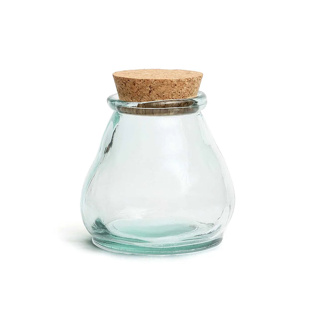 De Belly Glazen Pot - Blauw - M
