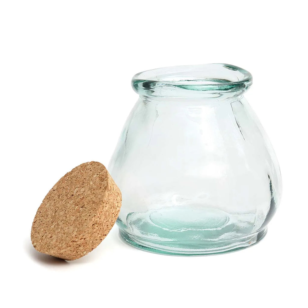 De Belly Glazen Pot - Blauw - M