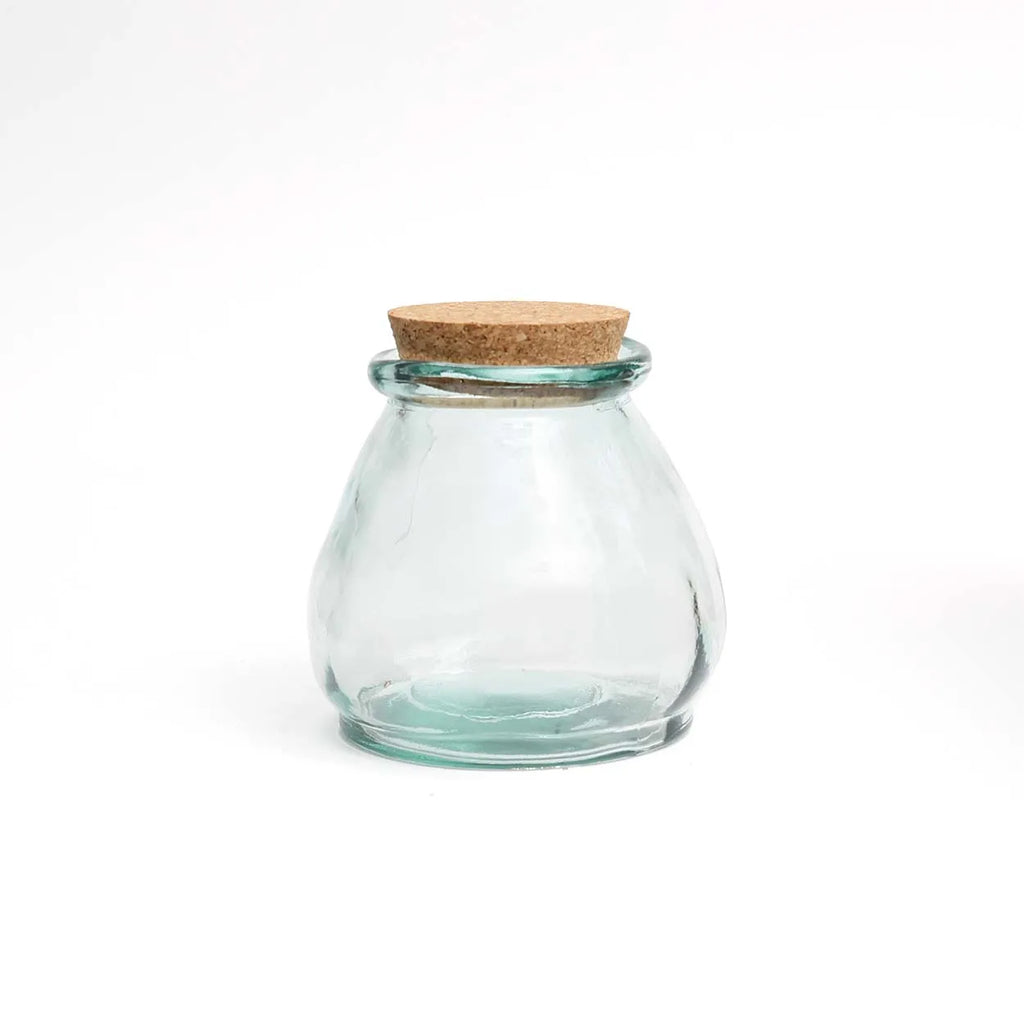 De Belly Glazen Pot - Blauw - S