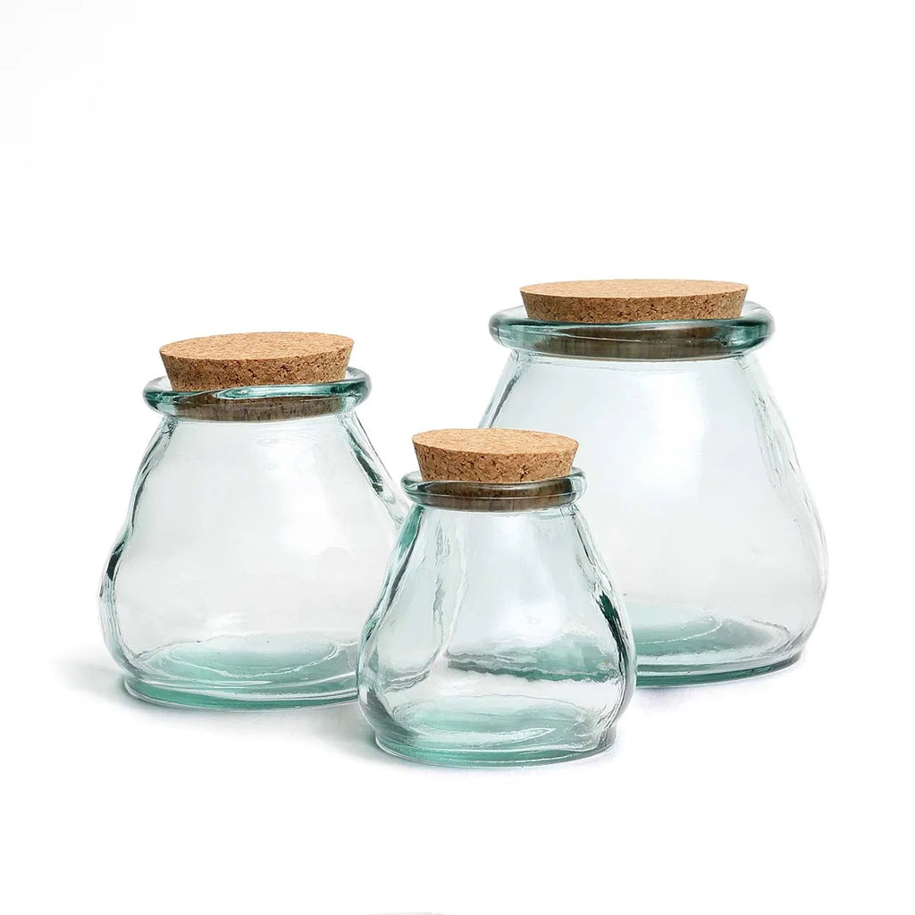 De Belly Glazen Pot - Blauw - S