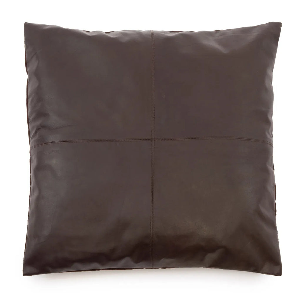 De Four Panel Leather Kussenhoes - Chocolade - 60x60