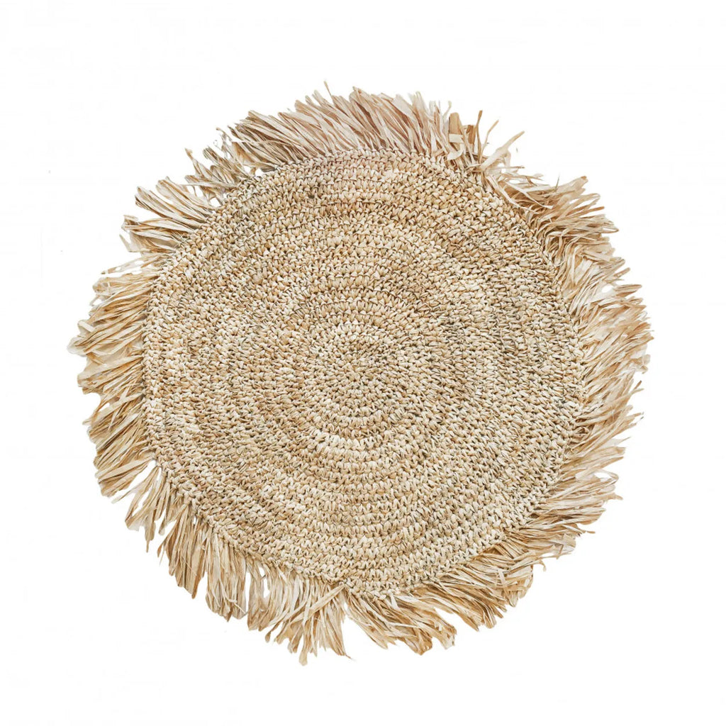 De Fringe Raffia Placemat Rond - Naturel